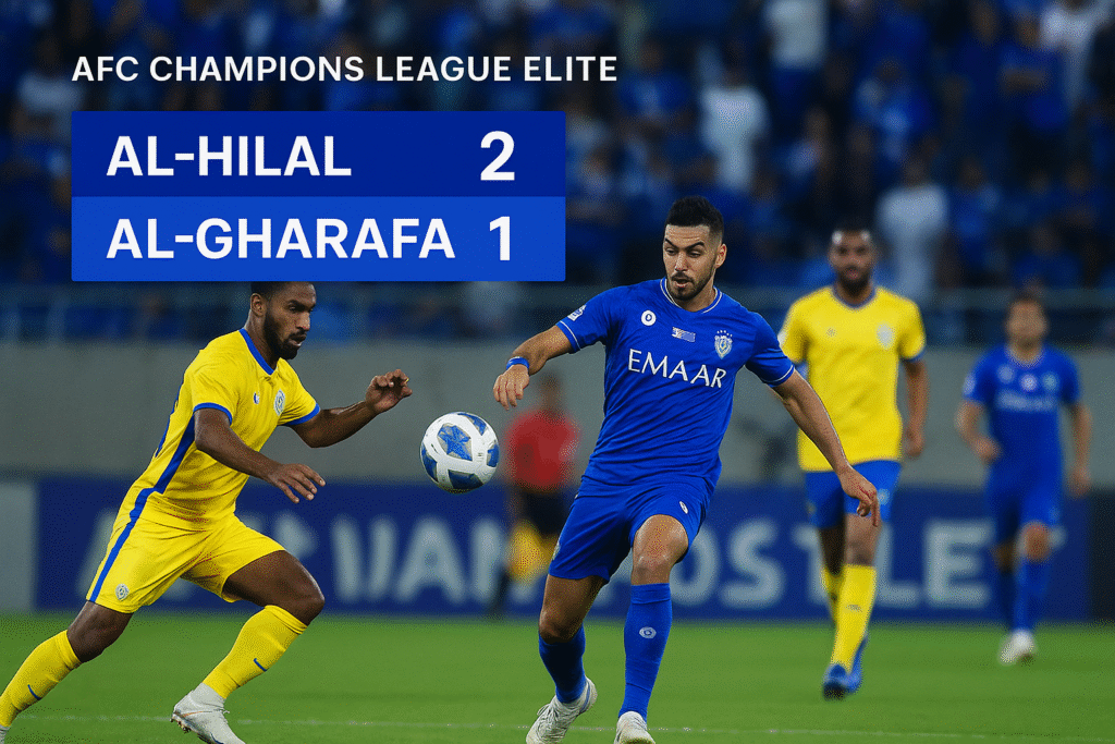 Soccer match score: Al-Hilal 2, Al-Gharafa 1