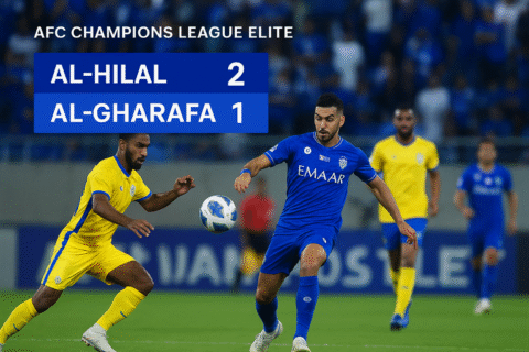Soccer match score: Al-Hilal 2, Al-Gharafa 1